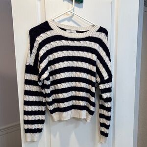 Moon River Navy and Cream Striped Sweater